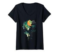 Femme Yin Yang Nature Méditation Balance Symbole Zen Bouddhisme T-Shirt avec Col en V
