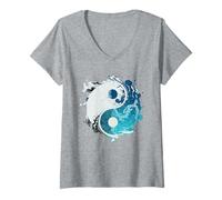 Femme Ying Yang Tai Chi Balance Taoisme Méditation Eau Flow State T-Shirt avec Col en V