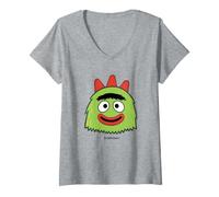 Femme Yo Gabba Gabba! Brobee Green Character Big Face T-Shirt avec Col en V