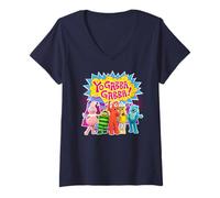 Femme Yo Gabba Gabba! Colorful Character Cutouts TV Show T-Shirt avec Col en V
