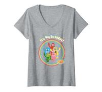 Femme Yo Gabba Gabba! It's My Birthday Rainbow Group T-Shirt avec Col en V