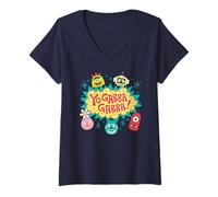 Femme Yo Gabba Gabba! Logo with Character Heads TV Show T-Shirt avec Col en V