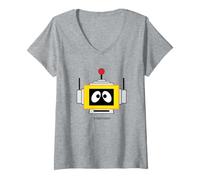 Femme Yo Gabba Gabba! Plex Robot Big Face T-Shirt avec Col en V