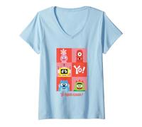 Femme Yo Gabba Gabba! Yo Character Portrait Grid T-Shirt avec Col en V