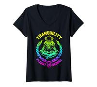 Femme Yoga Astronaute Tranquility Vol School Zen Meditation T-Shirt avec Col en V
