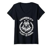 Femme Yoga Astronaute Tranquility Vol School Zen Meditation T-Shirt avec Col en V