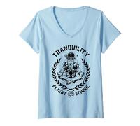Femme Yoga Astronaute Tranquility Vol School Zen Meditation T-Shirt avec Col en V