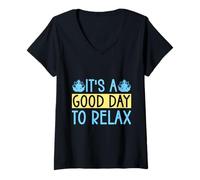 Femme Yoga It´s A Good Day to Relax Funny Yoga T-Shirt avec Col en V