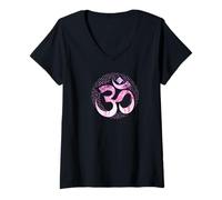 Femme Yoga Karma Namaste Om Méditation Symbole Rose Lol T-Shirt avec Col en V