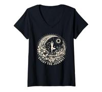 Femme Yoga Profitez du Voyage T-Shirt avec Col en V