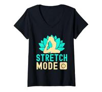 Femme Yoga Stretch Mode on Funny Yoga T-Shirt avec Col en V