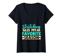 Femme Yoga Stretching is My Favorite Season Funny Yoga T-Shirt avec Col en V