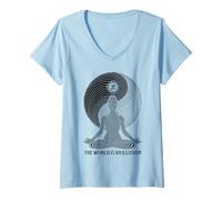 Femme Yoga World Illusion Yin Yang Zen Girl Méditation Femme Amusante T-Shirt avec Col en V