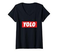 Femme Yolo. on ne VIT qu'une Fois Meme Design T-Shirt avec Col en V
