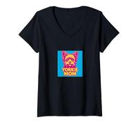 Femme Yorkie Mom Yorkshire Terrier T-Shirt avec Col en V