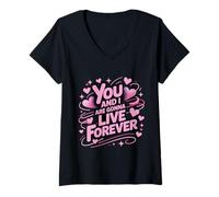 Femme You and I Love are Gonna Live Meme Forever Prénom Famille T-Shirt avec Col en V