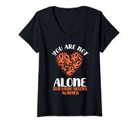 Femme You are Not Alone Teen Dating Violence Wear Ruban Orange T-Shirt avec Col en V