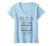 Femme You are Precious Honored in My Sight Isaiah 43:4 Bible Verse T-Shirt avec Col en V