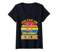 Femme You Can Ask Me About Architecture Cadeau Amusant rétro T-Shirt avec Col en V