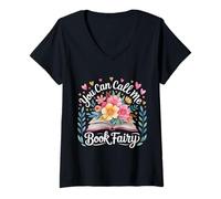 Femme You Can Call Me Book Fairy Lire Un Passe-Temps Magique |- T-Shirt avec Col en V