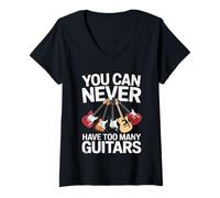 Femme You Can Never Have Too Many Guitars Funny Guitar Player T-Shirt avec Col en V