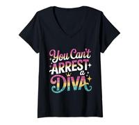 Femme You Can't Arrest A Diva Sassy Confident Attitude - T-Shirt avec Col en V