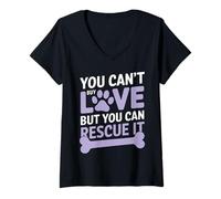 Femme You Can't Buy Love But You Can Rescue it Funny Volunteer T-Shirt avec Col en V