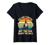 Femme You Can't Control The Wind Adjust The Sails T-Shirt avec Col en V