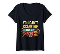 Femme You Can't Scare Me I Have a Chechi mFunny Malayalam Sister T-Shirt avec Col en V