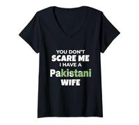 Femme You Don't Scare Me Pakistanais Wife Humour Family T-Shirt avec Col en V