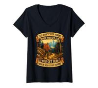 Femme You Don't Stop Hiking When You Get Old - Randonnée Randonneur T-Shirt avec Col en V