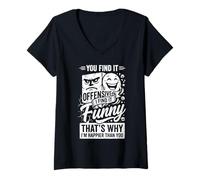 Femme You Find It Offensive I Find It Funny That's Why I'm Happier T-Shirt avec Col en V