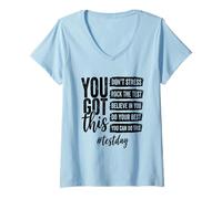 Femme You Got This Don't Stress Rock The Test Day T-Shirt avec Col en V