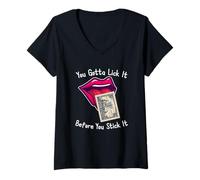 Femme You Gotta Lick It Before You Stick It Funny Adult Joke T-Shirt avec Col en V