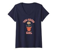 Femme You Grow Girl Awesome Gardening Tees and Decor Woman's Mug T-Shirt avec Col en V
