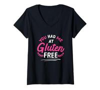 Femme You Had Me at Gluten Free Vie sans Gluten Maladie Cœliaque T-Shirt avec Col en V