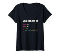 Femme You Had Me At Hello World - Programmateur Love T-Shirt avec Col en V