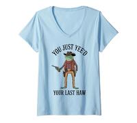 Femme You Just Yee'd Your Last Haw Grenouille de Cowboy Western Amusante T-Shirt avec Col en V