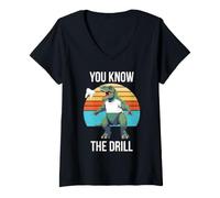 Femme You Know The Drill Drôle Dentiste Dinosaure Dentaire Saurus Rex T-Shirt avec Col en V