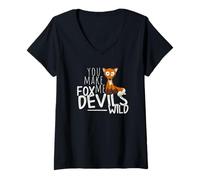 Femme You Make Me Fox Devils Wild Fox Humour T-Shirt avec Col en V