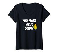 Femme You Make Me So Corny - Funny Romantic Corn Tees Decor Mugs T-Shirt avec Col en V