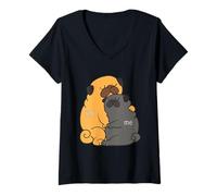 Femme You Me Pug T-Shirt avec Col en V