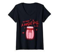 Femme You Mean A Great Dill to Me Jeu de Mots Amusant pour la Saint-Valentin T-Shirt avec Col en V