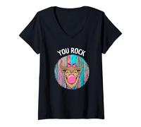 Femme You Rock Bull Bison Lets Rock T-Shirt avec Col en V