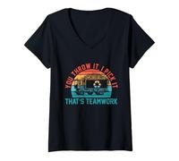 Femme You Throw It I Pick It That's Teamwork Assainissement Workers T-Shirt avec Col en V