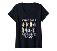 Femme You 've Got Friend in Me Teacher Crayon School Student T-Shirt avec Col en V