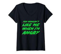 Femme You Wouldn't Like me When I'm Angry | Rétro des années 1970 T-Shirt avec Col en V