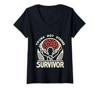 Femme Young Hot Stroke Survivor Combattant résilient -------- T-Shirt avec Col en V