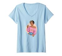 Femme Young Queen Black Girl Drinking Coffee T-Shirt avec Col en V