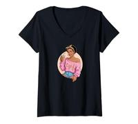 Femme Young Queen Black Girl Drinking Coffee T-Shirt avec Col en V